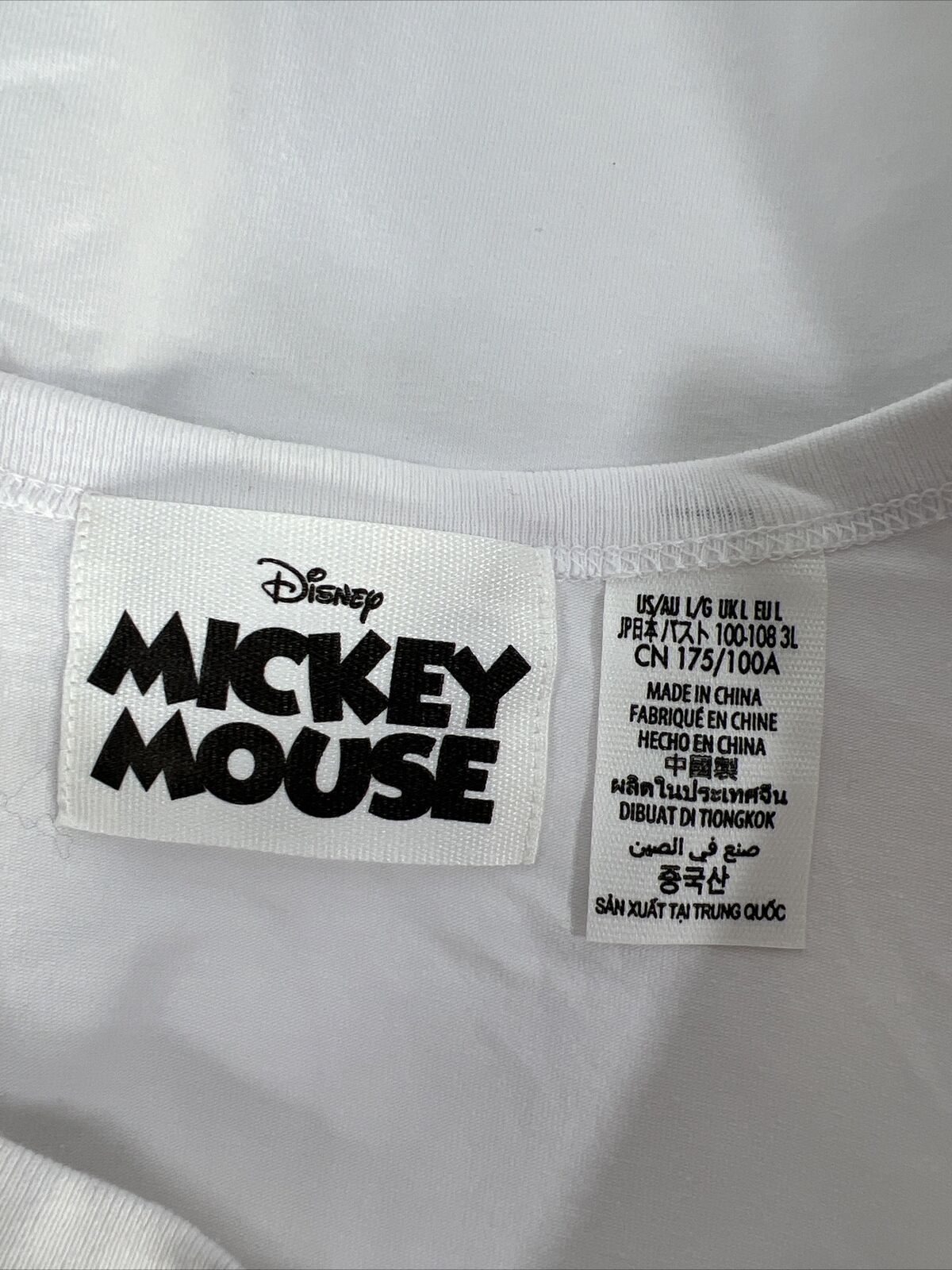 NUEVO Camiseta sin mangas sin mangas con gráfico de Mickey Mouse blanco para mujer de Disney Parks-L
