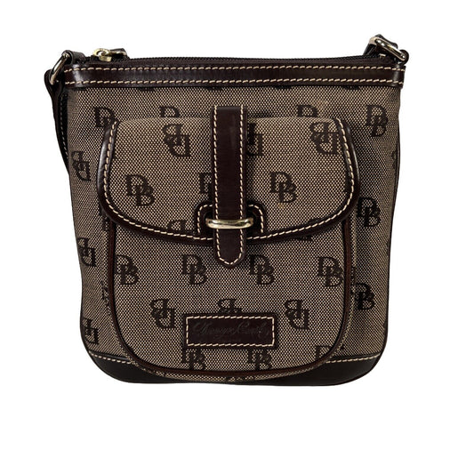 Dooney and Bourke Women's Brown Leather/Fabric Letter Carrier Crossbody