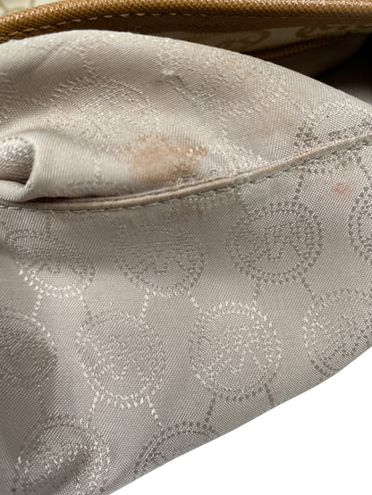 Michael Kors Women’s Beige/Brown Jet Set Signature Zip Close Crossbody Purse