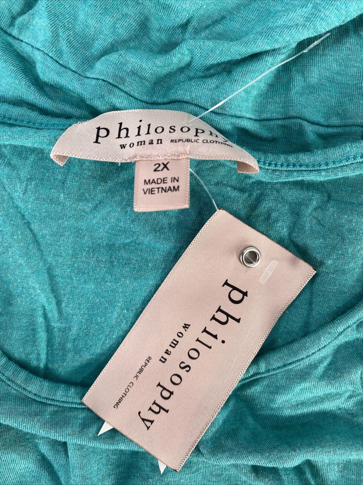NEW Philosophy Women's Blue Short Sleeve T-Shirt - Plus 2X