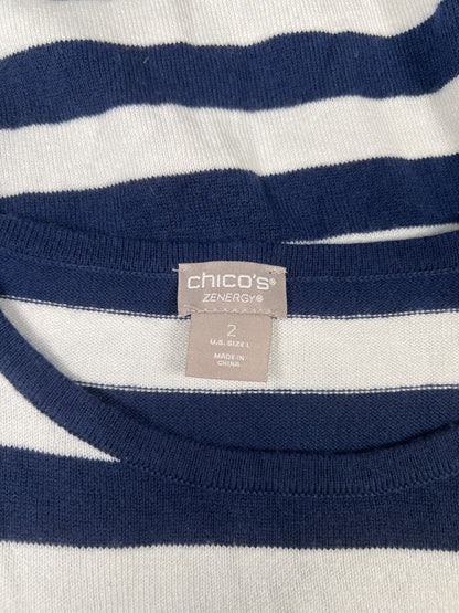Chico’s Zenergy Women’s Blue/White Striped Knit Tank Top - 2/US L