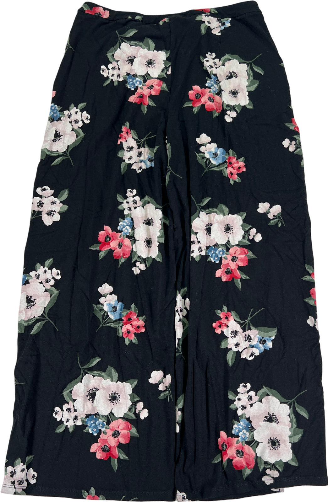 J.Jill Wearever Collection Womens Black Floral Full Leg Cropped Pull On Pants -S
