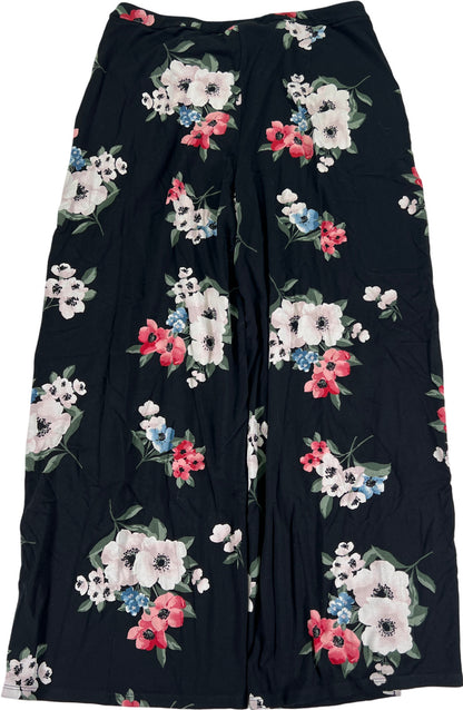 J.Jill Wearever Collection Womens Black Floral Full Leg Cropped Pull On Pants -S