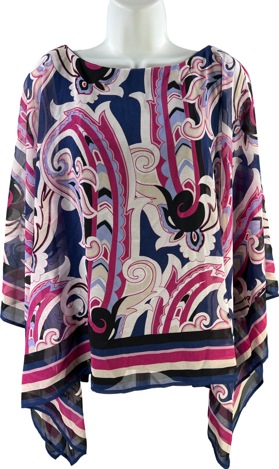 Chico’s Women’s Pink/Blue Paisley Chiffon Layered Top Blouse - 0/US S