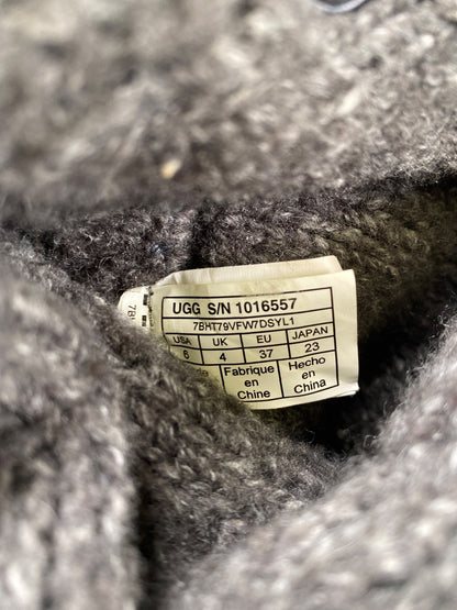 UGG Women’s Gray Foldover 3 Button Lattice Cardy Knit Boots - 6