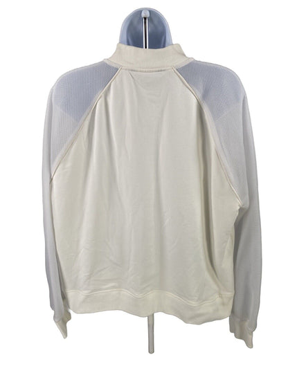 LAUREN Ralph Lauren Women's White Mesh Sleeve Full Zip Sweatshirt - XL