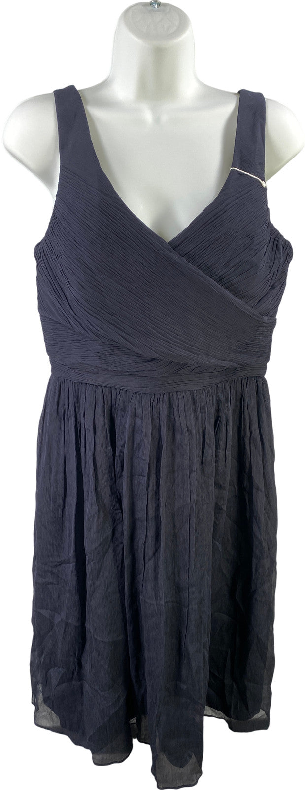 J. Crew Women’s Navy Blue Silk Chiffon A-Line Sleeveless Dress - 8
