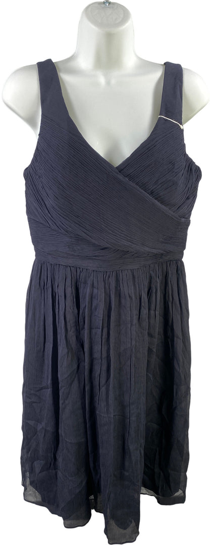 J. Crew Women’s Navy Blue Silk Chiffon A-Line Sleeveless Dress - 8