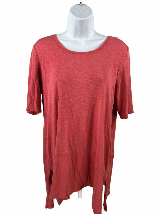 J. Jill Women's Pink Pima Cotton Dipped Hem Tunic Shirt - L