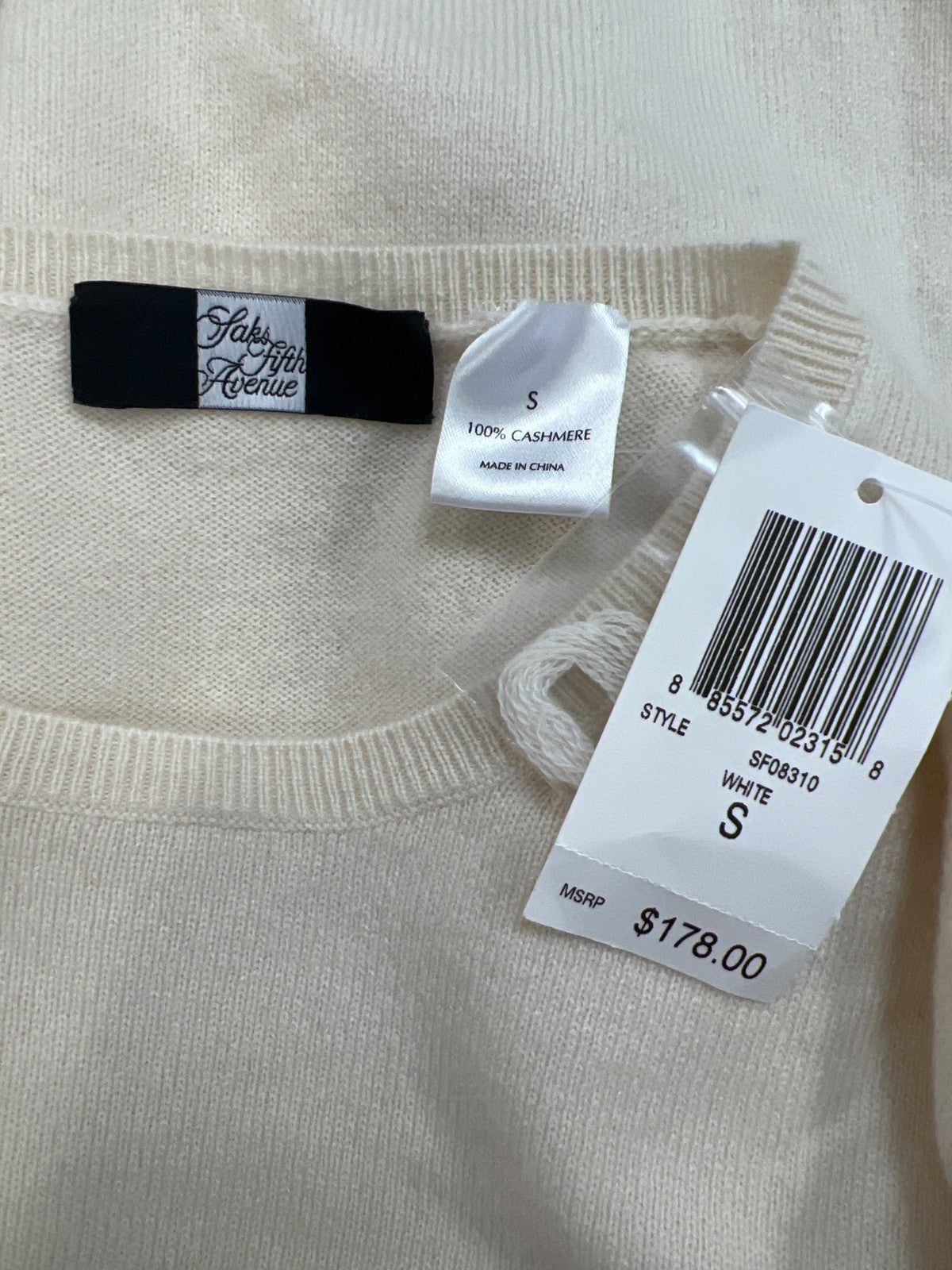 Saks 5th Avenue Women’s Ivory/White Cashmere Long Sleeve Sweater - S