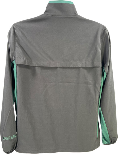 Colosseum Athletics Men’s Black/Green MSU 1/4 Zip Windbreaker Jacket - S