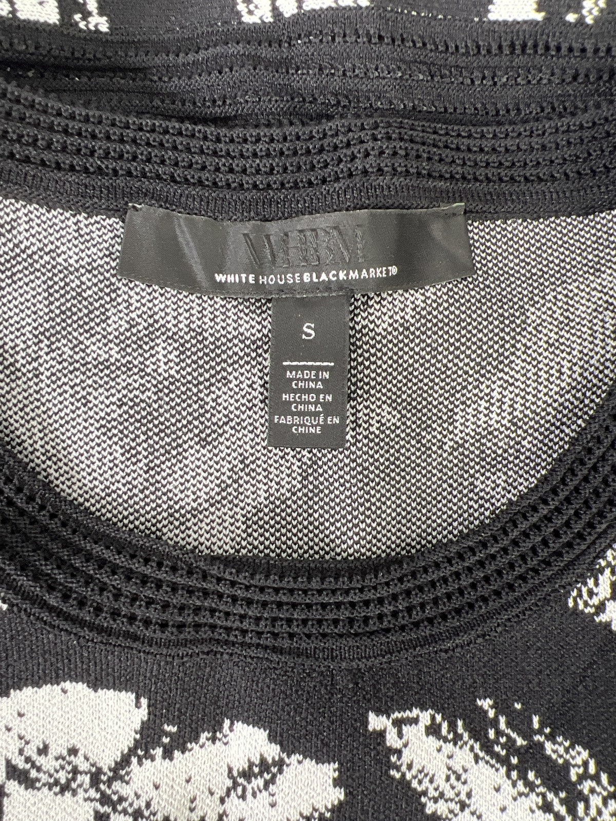 White House Black Market Women’s Black/White Floral Sleeveless Knit Tank Top - S