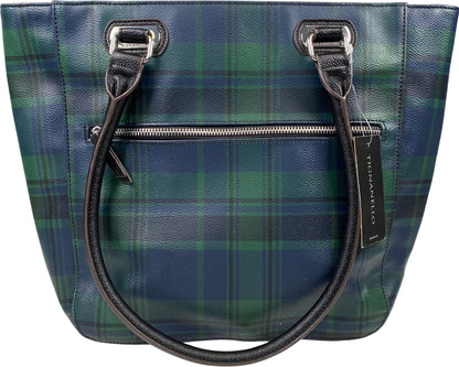 Tignanello Women’s Green/Blue Holiday Plaid Medium Tote Purse