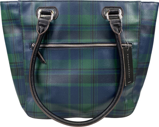 Tignanello Women’s Green/Blue Holiday Plaid Medium Tote Purse