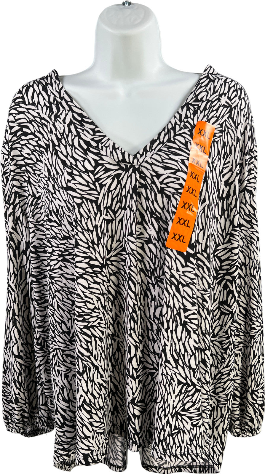 Vince Camuto Women’s White/Black 1/2 Sleeve V-Neck Blouse - XXL