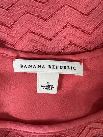 Banana Republic Women's Pink Chevron Lace Lined Sleeveless Top - 6