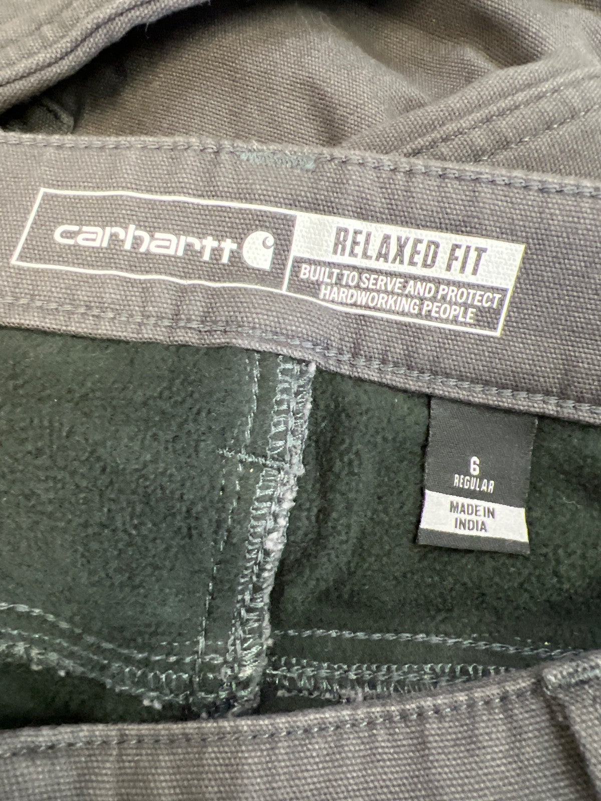 Carhartt Women’s Gray Relaxed Fit Fleece Lined Straight Leg Pants - 6