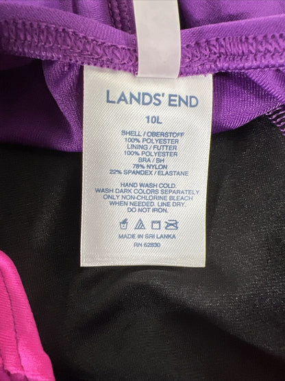 NEW Lands' End Women's Purple Padded One Piece Swimsuit - 10L