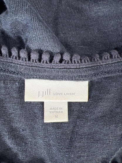 J.Jill Women's Navy Blue Love Linen 3/4 Sleeve Blouse - M
