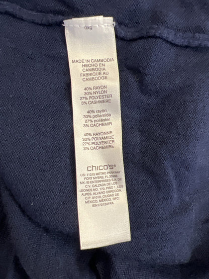 Chico’s Women’s Blue 3/4 Sleeve V-Neck Sweater - 3/US XL