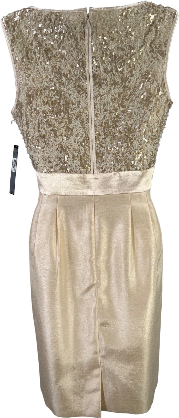 Tahari Women’s Ivory/Gold Sequin Top Sleeveless A-Line Formal Dress - 2