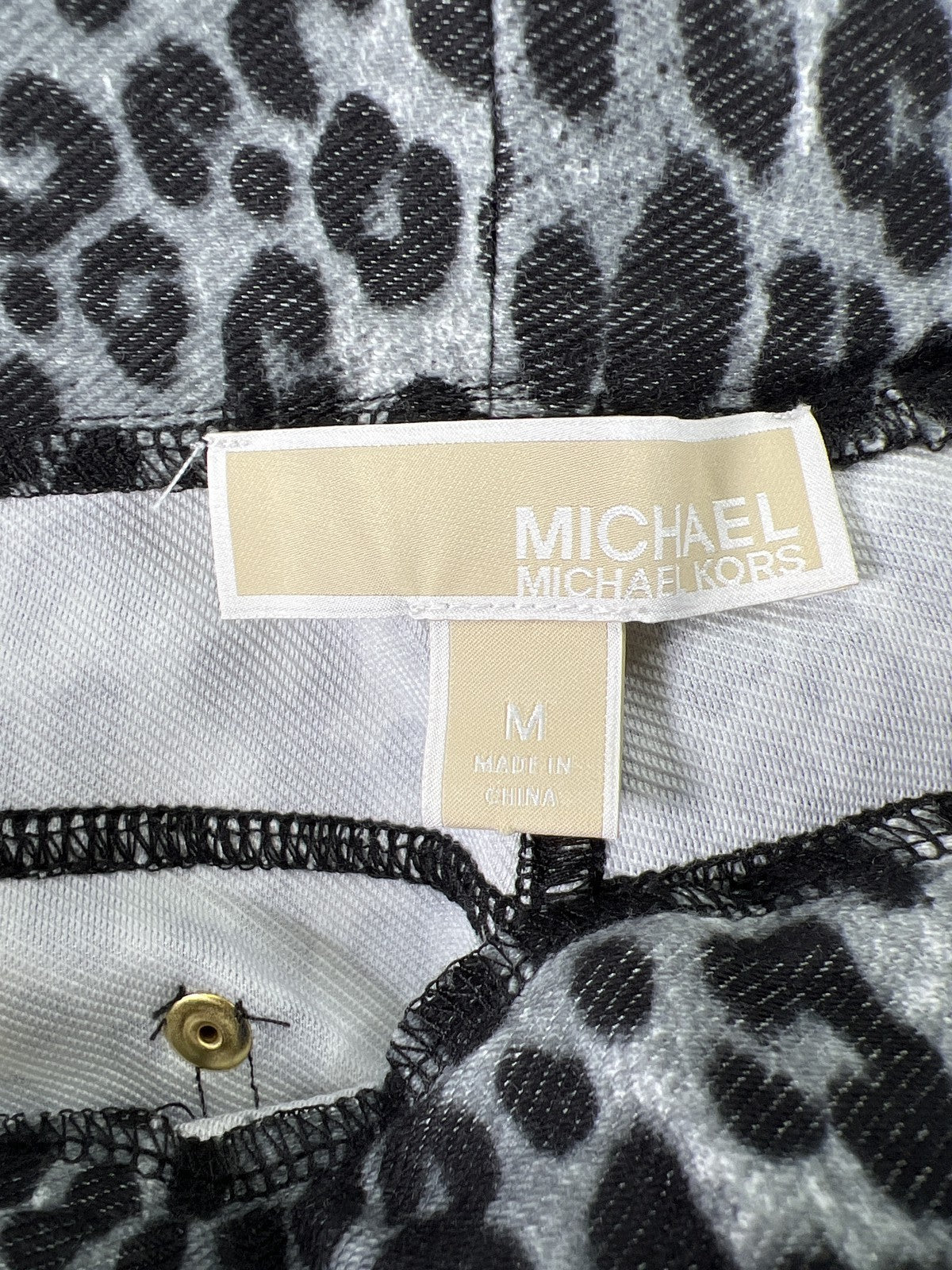 Michael Kors Women’s Gray/Black Animal Print Pull On Jeggings - M