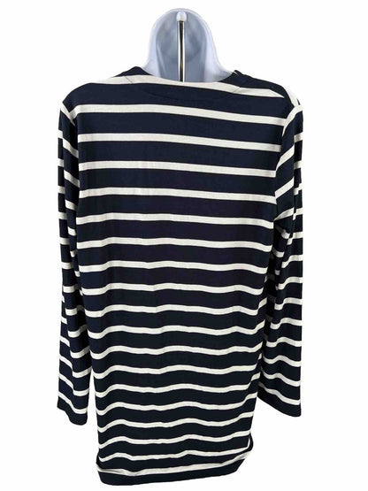 J.Jill Women's Blue/White Striped Long Sleeve Cardigan Sweater - S
