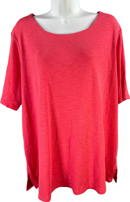 J.Jill Women’s Pink Side Slit Short Sleeve T-Shirt - Plus 2X