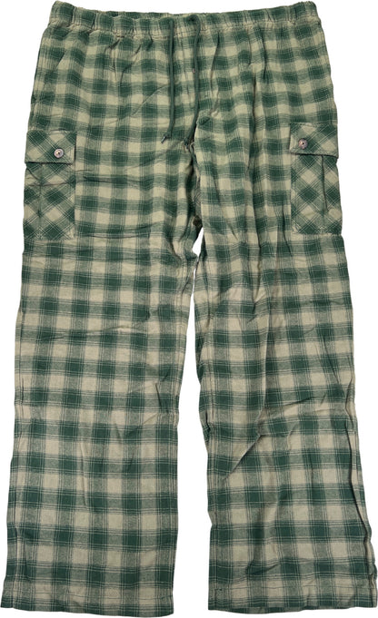 Duluth Trading Men’s Green Plaid Cargo Flannel Pajama Pants - XL X 32