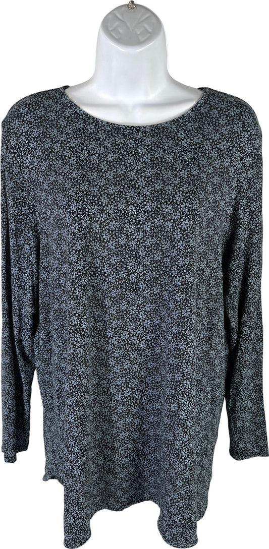 J.Jill Wearever Collection Women’s Blue Floral Long Sleeve Shirt - M