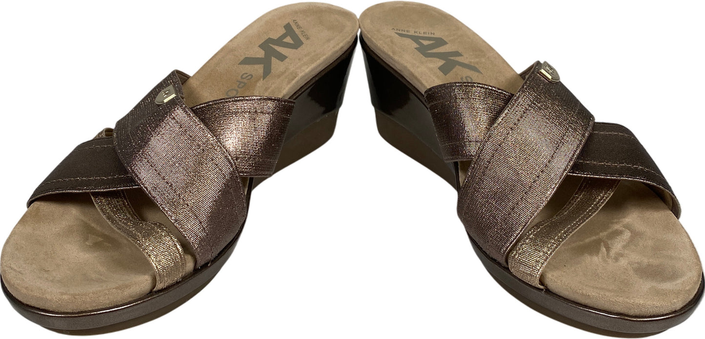 Anne Klein Women’s Bronze Metallic Peggy Wedge Sandals - 7