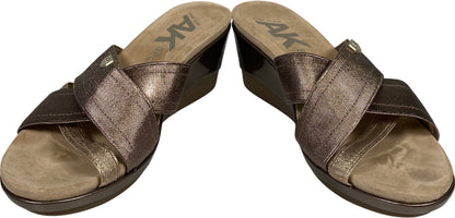 Anne Klein Women’s Bronze Metallic Peggy Wedge Sandals - 7