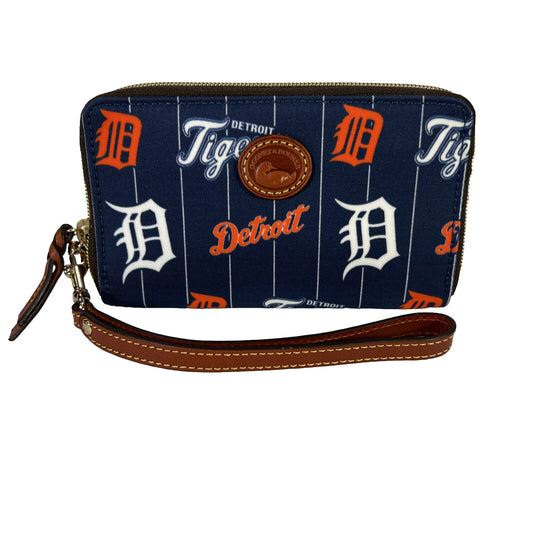 Dooney and Bourke Blue Nylon Detroit Tigers Baseball Wristlet Wallet