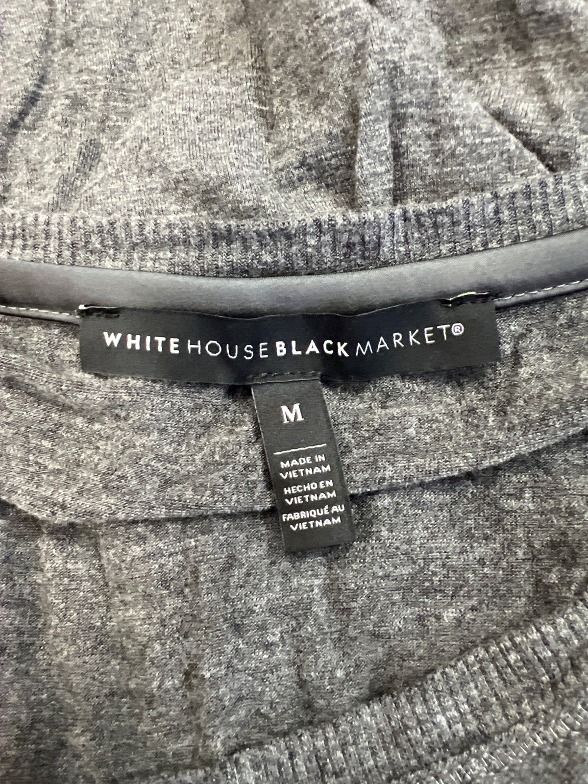 White House Black Market Women’s Gray Long Ribbed Sleeve Shirt - M