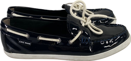 Cole Haan Women’s Blue Patent Nantucket Camp Moc Boat Shoes - 8.5