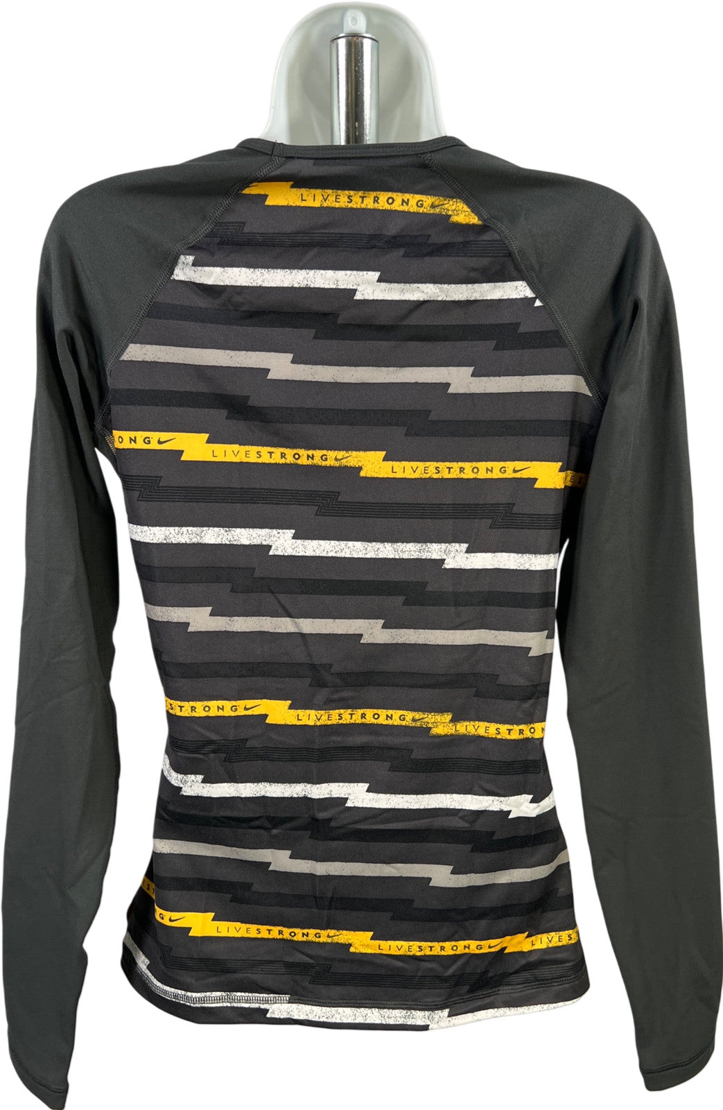 Nike Pro Women’s Gray/Yellow Fitted Long Sleeve Athletic Shirt - M