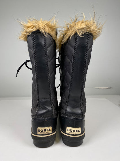 Sorel Women’s Black Leather Quilted Tofino Waterproof Winter Boots - 7.5