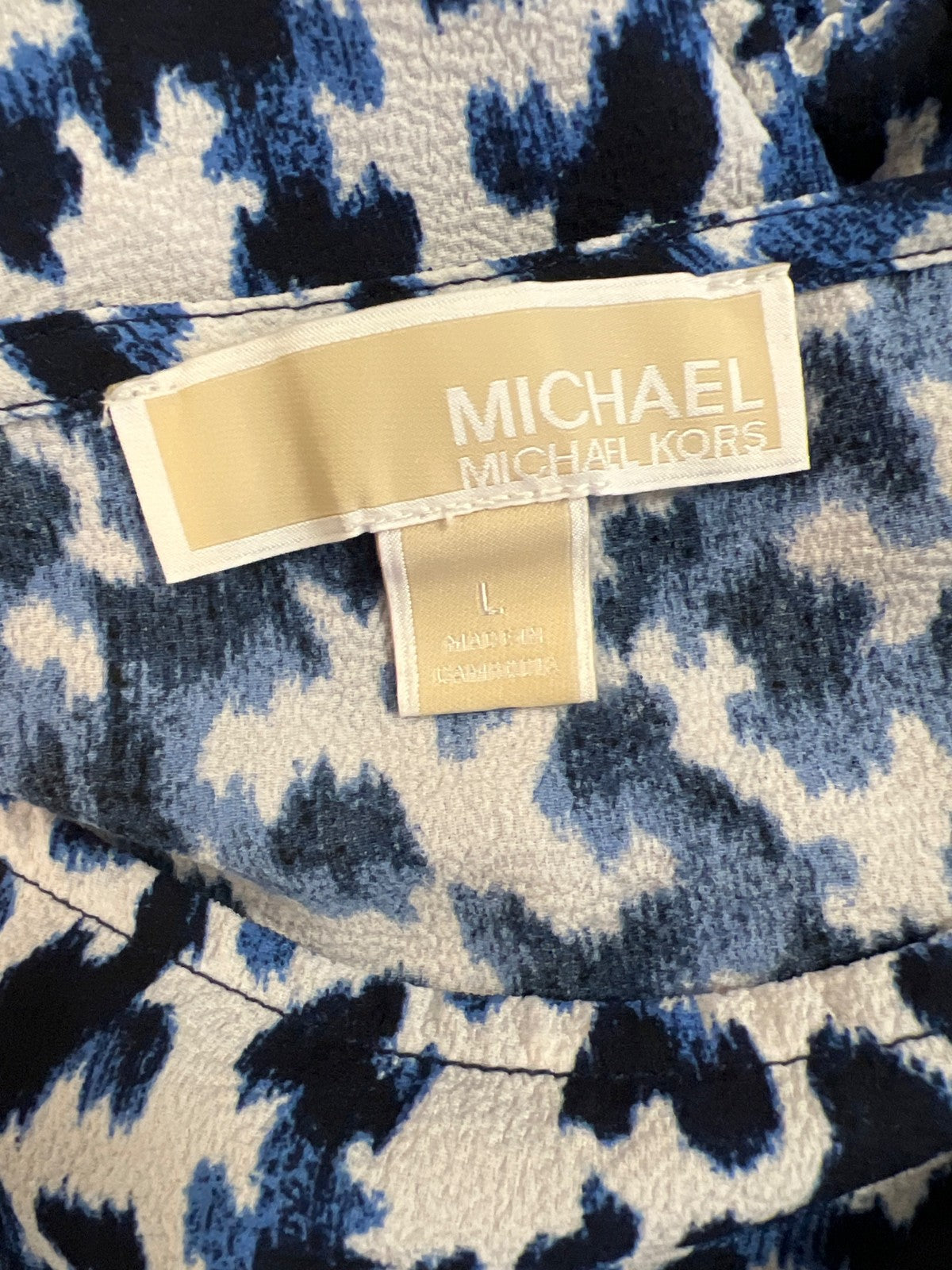 Michael Kors Women’s Blue/White Short Sleeve Blouse - L