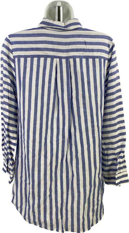 Chico’s Women’s Blue/White Striped Long Sleeve Button Up Shirt - 0/US 4-6