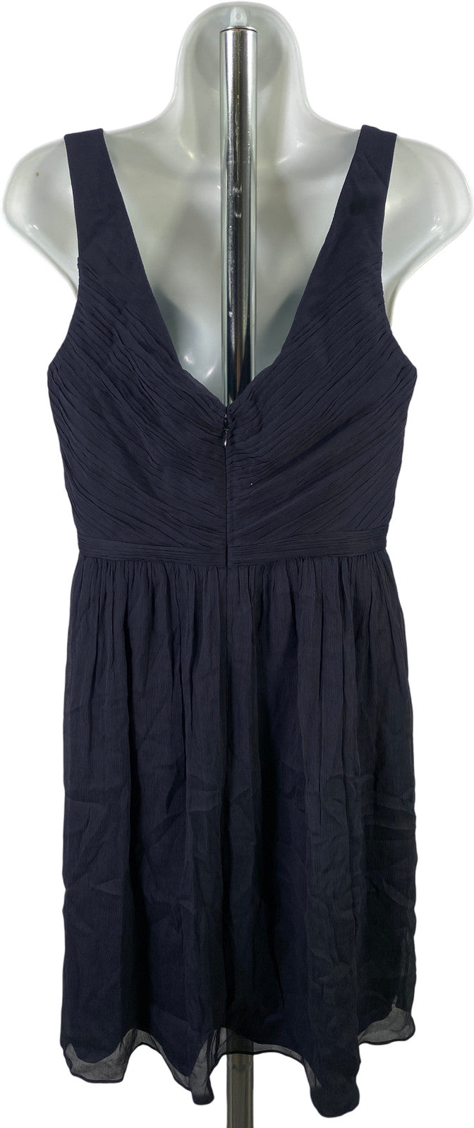 J. Crew Women’s Navy Blue Silk Chiffon A-Line Sleeveless Dress - 8