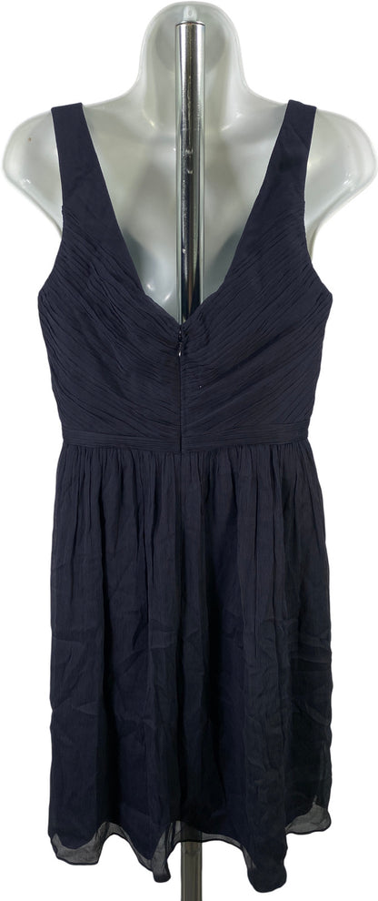 J. Crew Women’s Navy Blue Silk Chiffon A-Line Sleeveless Dress - 8
