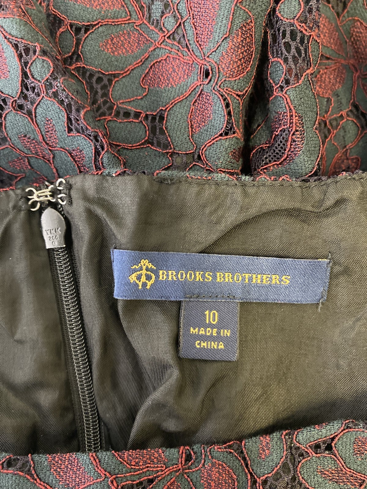 Brooks Brothers Women’s Dark Blue & Red Lace Lined Sheath Dress - 10