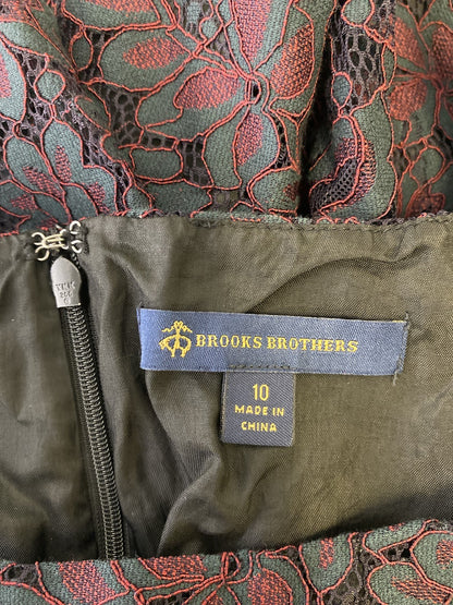 Brooks Brothers Women’s Dark Blue & Red Lace Lined Sheath Dress - 10