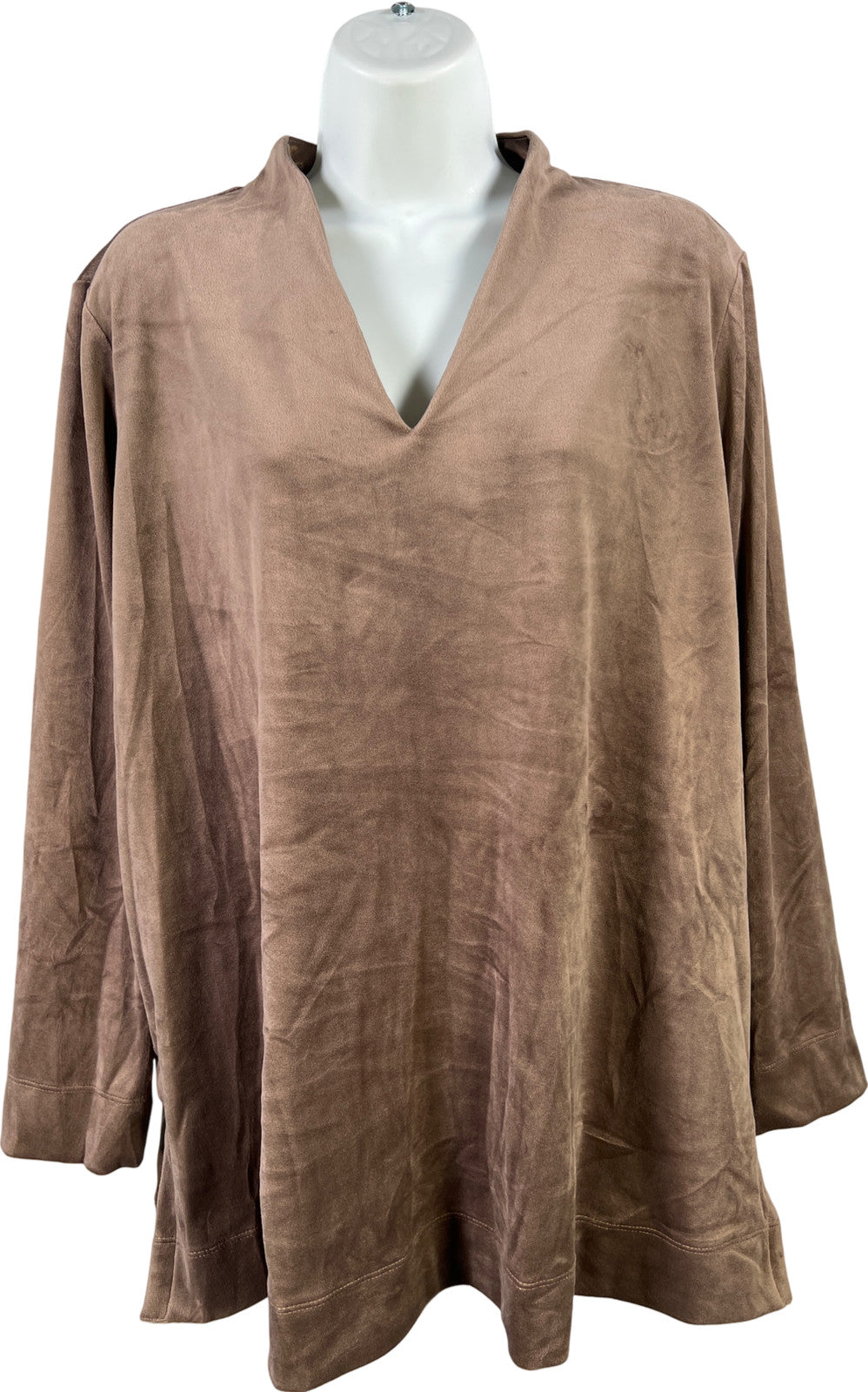 Pure Jill Women’s Brown Velour Long Sleeve V-Neck Shirt - XL Petite