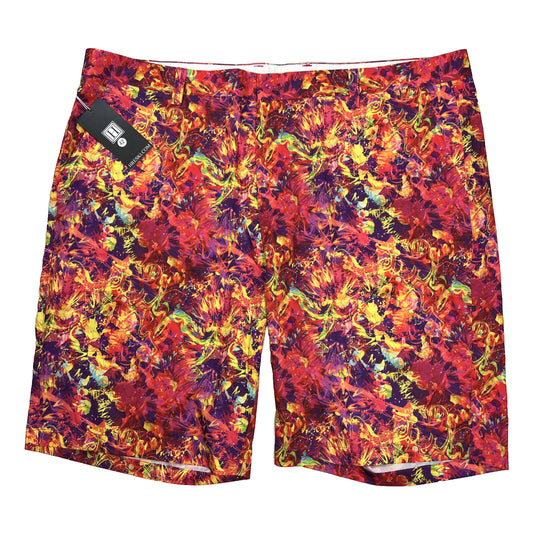 NUEVOS pantalones cortos de golf deportivos geométricos rojos/multicolores Herski para hombre - 42