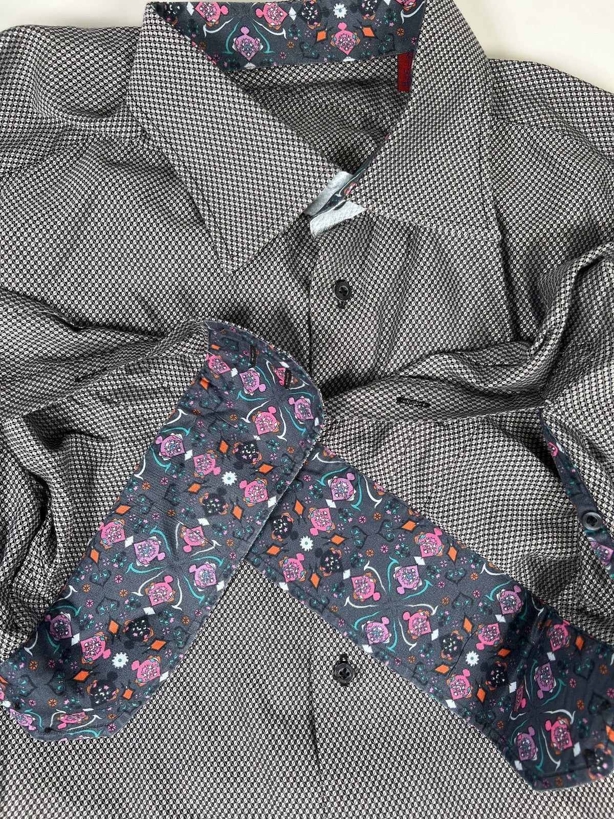 Robert Graham Men’s Black/White Long Sleeve Button Up Dress Shirt - 43 - L/XL