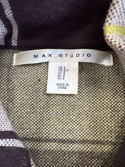 Max Studio Women’s Brown Plaid Long Full Zip Jacket - S