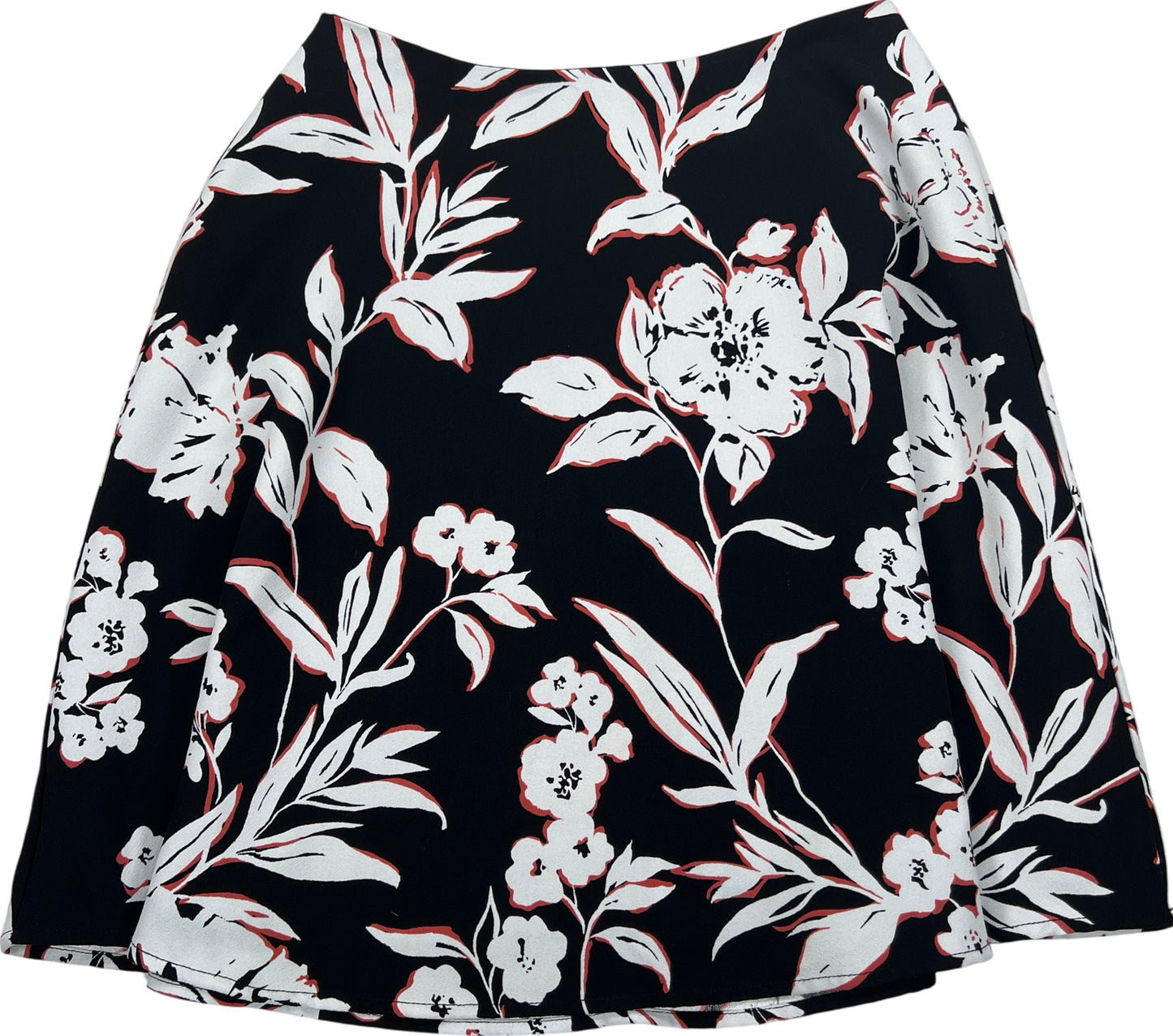 White House Black Market Women’s Black Floral Short A-Line Skirt - 4