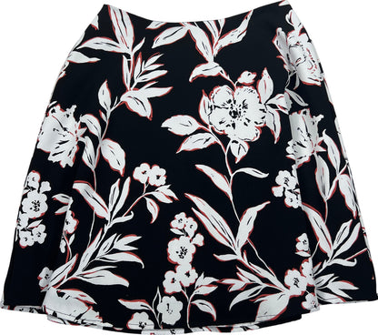 White House Black Market Women’s Black Floral Short A-Line Skirt - 4
