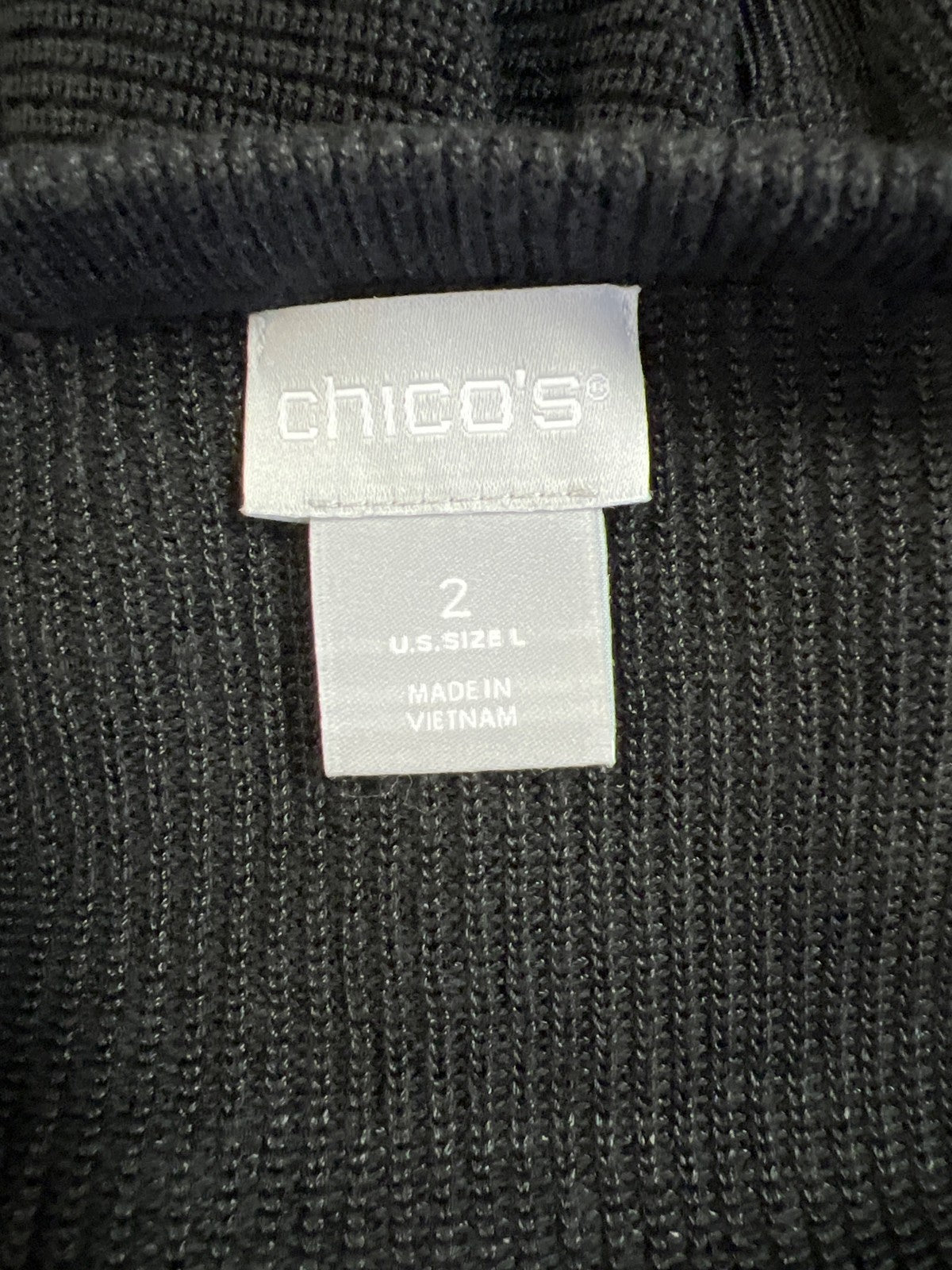 Chico’s Women’s Black Side Twist Ribbed Pullover Sweater - 2/US L